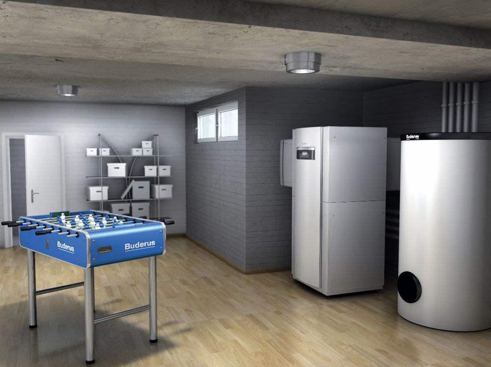 Luft-Wasser-Wärmepumpe Logatherm WPL IK/I mit Warmwasserspeicher